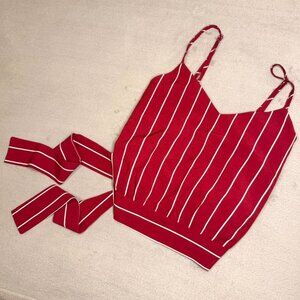 Red Striped Sailors Vibe Tie Crop Top